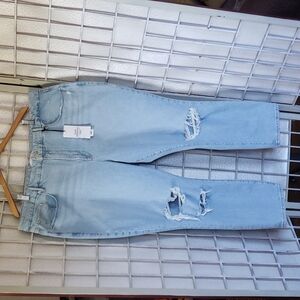 Good American with Zara slim fit high rise destroy knees nwt jeans 24